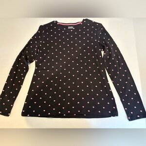 Women’s Long Sleeve Croft & Barrow Petite Small Black with Hearts V Neck